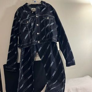 NEW Jordache Vintage Betty Crop Denim Jacket XXL & Jeans Waist 32 Allover Print